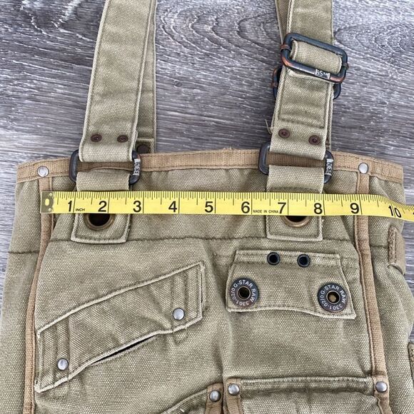 Rare G-Star Olive Green Khaki Canvas Tote Bag Adjustable Straps Street Military - Picture 13 of 16